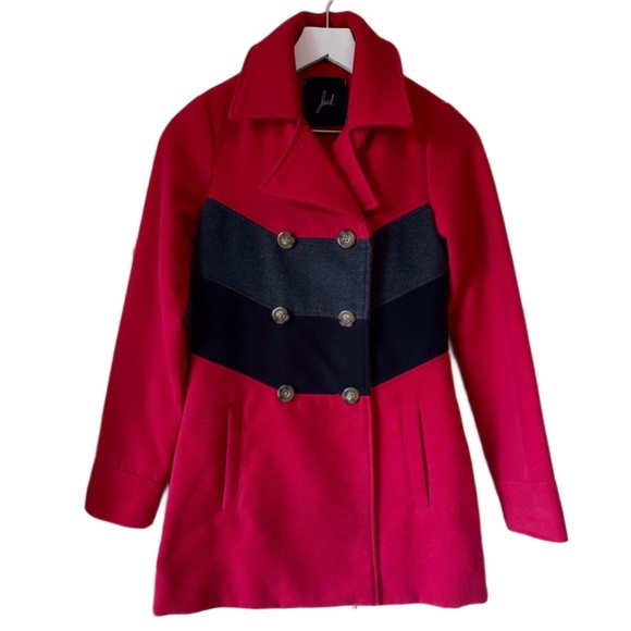 Jack Fleece Red Pea Coat Like New XS/0 - Picture 1 of 5